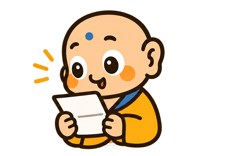 手紙を読む小坊主のイラスト